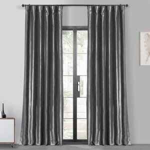 Faux Silk Blackout Curtain Rod Pocket and Hook Belt Window Panels Graphite Grey